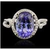 Image 1 : 14KT White Gold 3.86ct Tanzanite and Diamond Ring