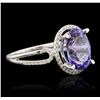 Image 2 : 14KT White Gold 3.86ct Tanzanite and Diamond Ring