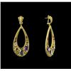 Image 2 : 21.70ctw Multi Gemstone and Diamond Earrings - 18KT Yellow Gold