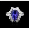 Image 1 : 14KT White Gold 4.58ct Tanzanite and Diamond Ring