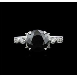 3.51ctw Black Diamond Ring - 18KT White Gold