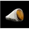 Image 2 : 7.80ct Tiger Eye and Diamond Ring - 14KT White Gold