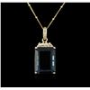 Image 1 : 14KT Yellow Gold 31.41ct Topaz and Diamond Pendant With Chain