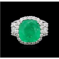 18KT White Gold 7.02ct Emerald and Diamond Ring