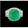 Image 1 : 18KT White Gold 7.02ct Emerald and Diamond Ring