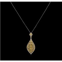 4.50ctw Citrine and Diamond Pendant With Chain - 14KT White Gold