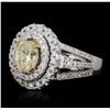 Image 2 : 14KT White Gold 1.24ct I-1/Light Yellow GIA Cert Diamond Ring