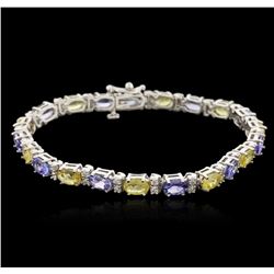 14KT White Gold 5.30ctw Sapphire, Tanzanite and Diamond Bracelet