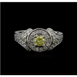 0.95ctw Yellow Diamond Ring - 14KT White Gold