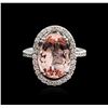 Image 1 : 18KT White Gold 7.16ct Morganite and Diamond Ring