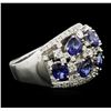 Image 2 : 14KT White Gold 2.34ctw Sapphire and Diamond Ring