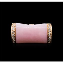 14KT Rose Gold 4.20ct Pink Opal, Ruby and Diamond Ring