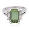 Image 1 : 14KT White Gold 4.41ct Green Tourmaline and Diamond Ring