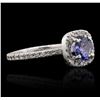 Image 2 : 14KT White Gold 0.72ct Tanzanite and Diamond Ring