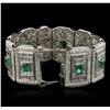 Image 3 : Platinum GIA Certified 9.37ctw Emerald and Diamond Bracelet