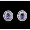 Image 1 : 14KT White Gold 5.42ctw Tanzanite and Diamond Earrings