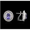 Image 2 : 14KT White Gold 5.42ctw Tanzanite and Diamond Earrings