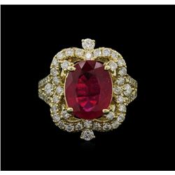 5.00ct Ruby and Diamond Ring - 14KT Yellow Gold