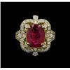 Image 1 : 5.00ct Ruby and Diamond Ring - 14KT Yellow Gold