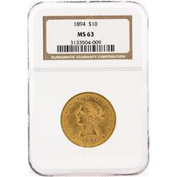 1894 NGC MS63 $10 Liberty Head Eagle Gold Coin