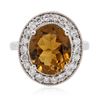 Image 1 : 14KT White Gold 4.67ct Orange Tourmaline and Diamond Ring