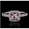 Image 1 : 14KT White Gold 0.90ct Morganite and Diamond Ring
