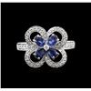 Image 1 : 0.80ctw Sapphire and Diamond Ring - 14KT White Gold