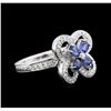 Image 2 : 0.80ctw Sapphire and Diamond Ring - 14KT White Gold