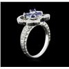 Image 3 : 0.80ctw Sapphire and Diamond Ring - 14KT White Gold