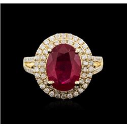 14KT Yellow Gold 4.25ct Ruby and Diamond Ring