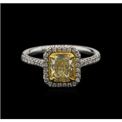 GIA Cert 1.66ctw Fancy Yellow Diamond Ring - 18KT Two-Tone Gold