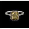 Image 1 : GIA Cert 1.66ctw Fancy Yellow Diamond Ring - 18KT Two-Tone Gold