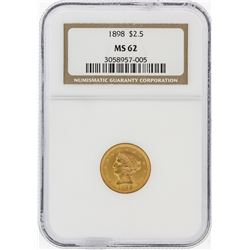 1898 NGC MS62 $2.50 Liberty Head Quarter Eagle Gold Coin