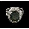 Image 1 : 14KT White Gold 6.58ct Green Sapphire and Diamond Ring