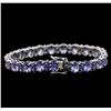 Image 2 : 14.51ctw Tanzanite and Blue Sapphire Bracelet - 14KT White Gold