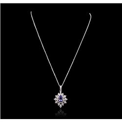14KT White Gold 2.28ct Tanzanite and Diamond Pendant With Chain
