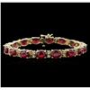 Image 1 : 28.70ctw Ruby and Diamond Bracelet - 14KT Yellow Gold