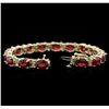 Image 3 : 28.70ctw Ruby and Diamond Bracelet - 14KT Yellow Gold