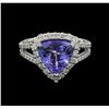 Image 1 : 2.80ct Tanzanite and Diamond Ring - 14KT White Gold