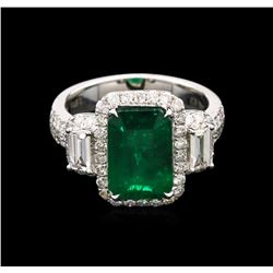 3.57ct Emerald and Diamond Ring - 14KT White Gold