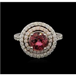 2.30ct Pink Tourmaline and Diamond Ring - 14KT White Gold