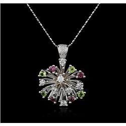 14KT White Gold 2.52ctw Tourmaline and Diamond Pendant With Chain