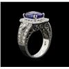 Image 3 : 4.38ct Tanzanite and Diamond Ring - 14KT White Gold