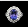 Image 1 : 14KT White Gold 6.40ct Tanzanite and Diamond Ring