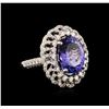Image 2 : 18KT White Gold 9.02ct Tanzanite and Diamond Ring