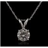 Image 2 : 14KT White Gold 1.08ct Diamond Pendant With Chain