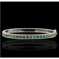 14KT White Gold 2.10ctw Emerald Bangle