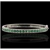 Image 1 : 14KT White Gold 2.10ctw Emerald Bangle