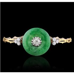 18KT Two-Tone Gold 6.86ct Jade and Diamond Bracelet