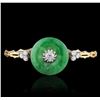 Image 1 : 18KT Two-Tone Gold 6.86ct Jade and Diamond Bracelet